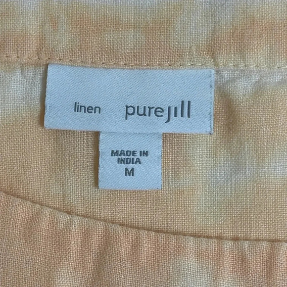 J. Jill Pure Jill Women's Orange Linen Striped Tie Dye Short Sleeve Top Size M - Picture 3 of 5